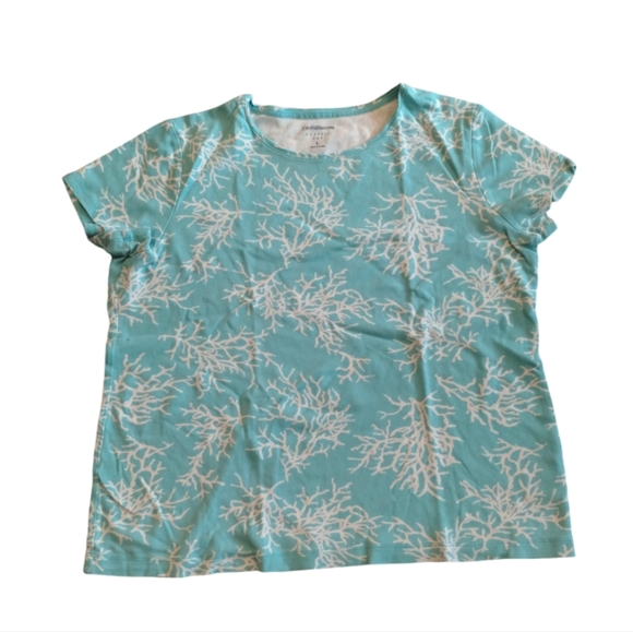 Coral Pattern Lightweight short sleeve shirt top Women Large Beach core - Picture 1 of 8